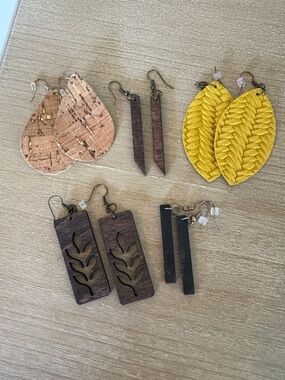Handcrafted Yellow Braided Leaf Drop Earrings - Unbranded
